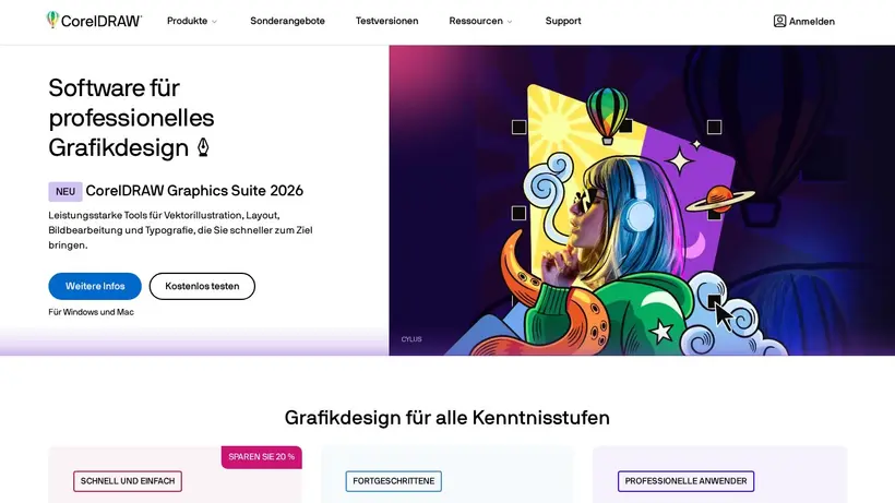 CorelDraw homepage screenshot