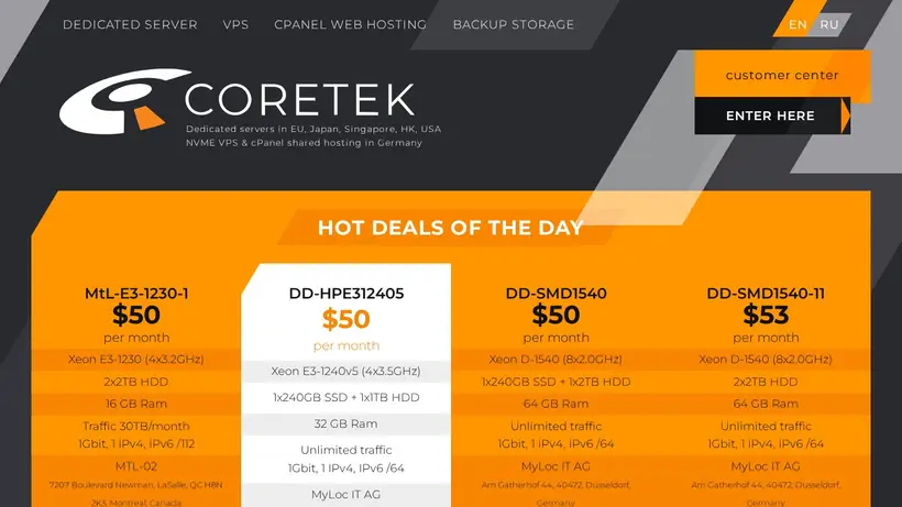 Coretek homepage screenshot