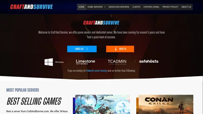 CraftAndSurvive homepage screenshot