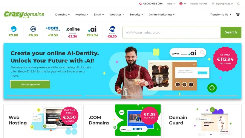 CrazyDomains.hk homepage screenshot