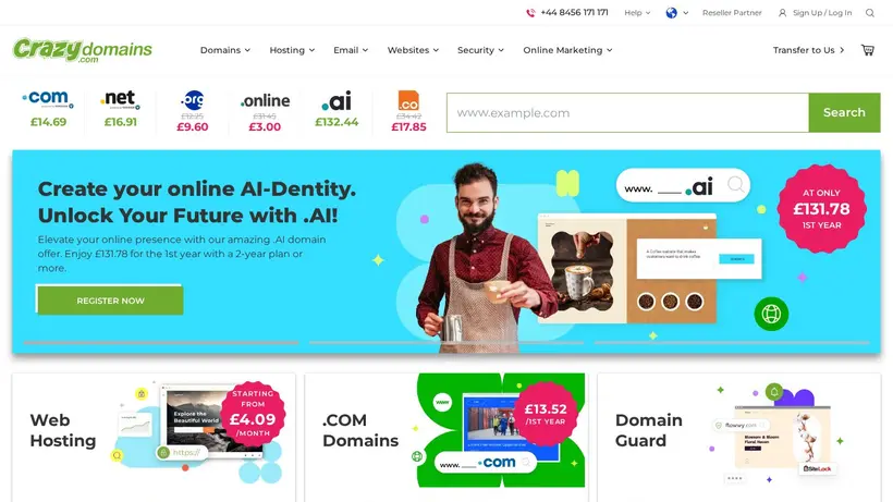 CrazyDomains.in homepage screenshot