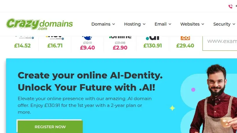 CrazyDomains homepage screenshot