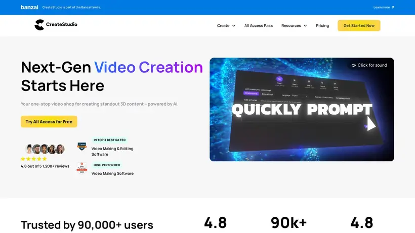 CreateStudio homepage screenshot