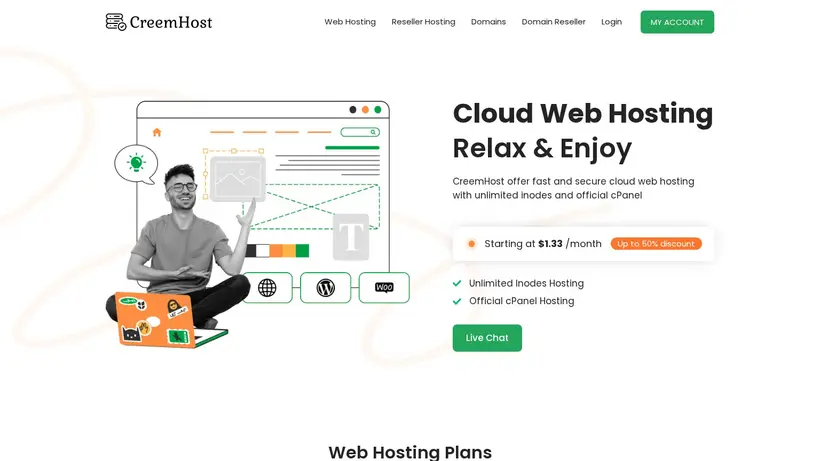 CreemHost homepage screenshot