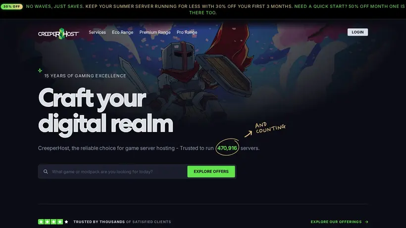 CreeperHost homepage screenshot