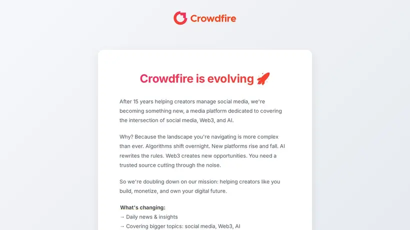CrowdFireAPP homepage screenshot