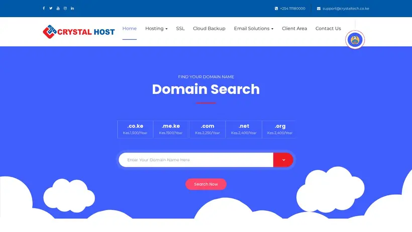 Crystal Host homepage screenshot