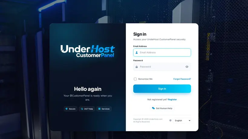 Customer Panel homepage screenshot