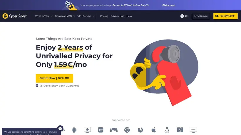 CyberGhost VPN homepage screenshot