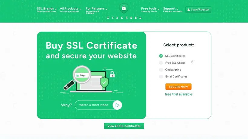 CyberSSL homepage screenshot