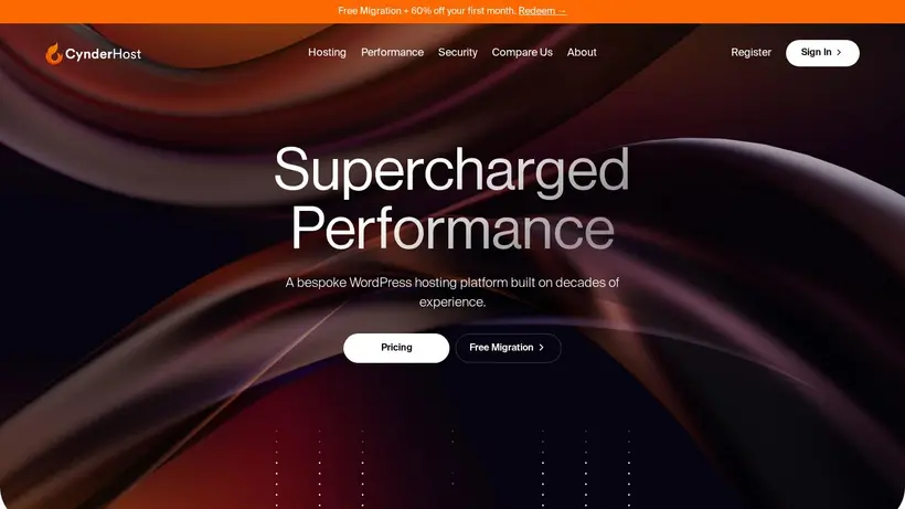 CynderHost homepage screenshot