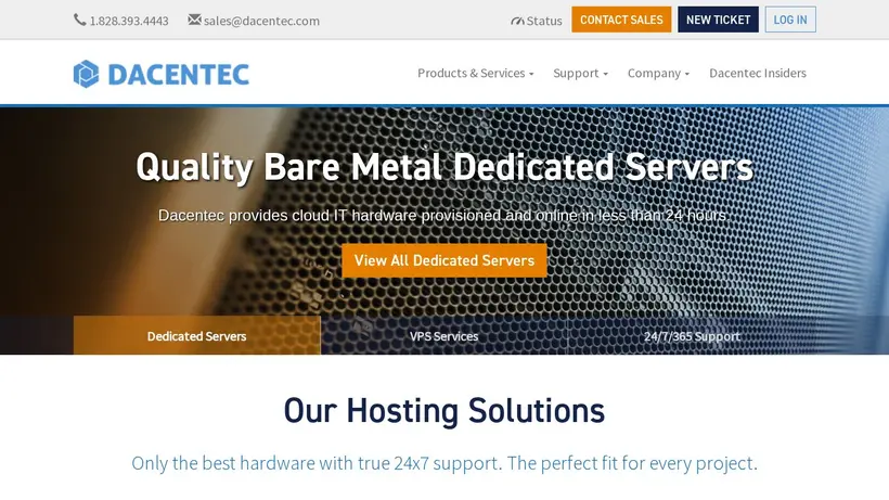 Dacentec homepage screenshot