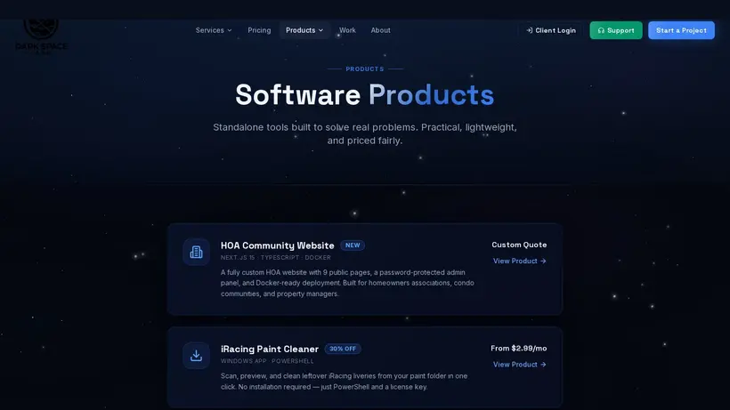 DarkSpaceLabs homepage screenshot