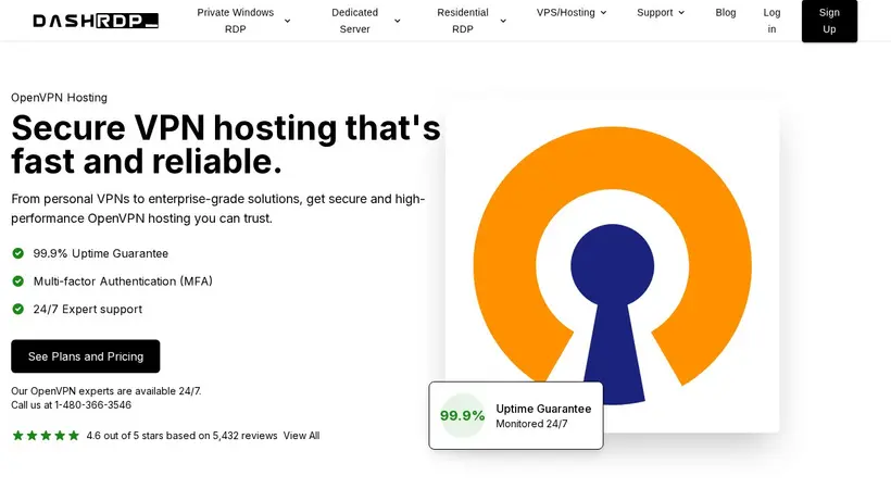 DashRDP homepage screenshot