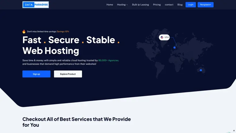 DataParadise homepage screenshot