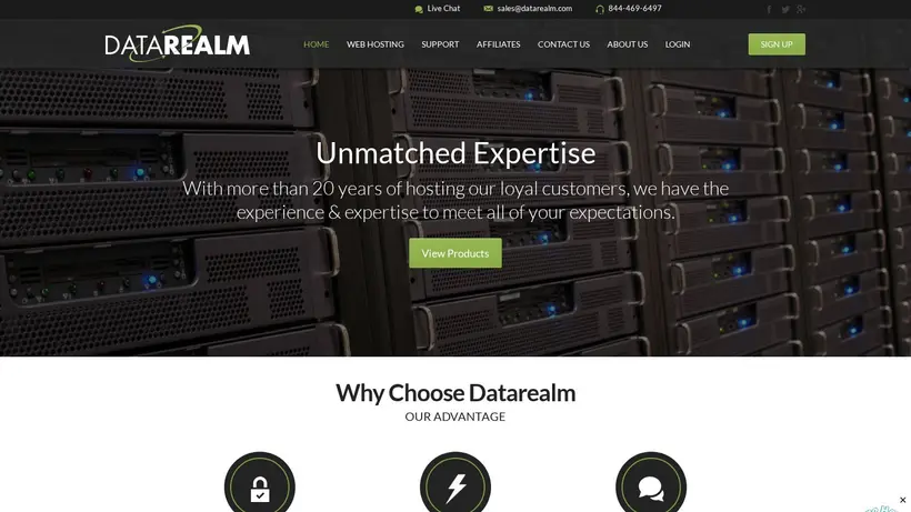 DataRealm homepage screenshot