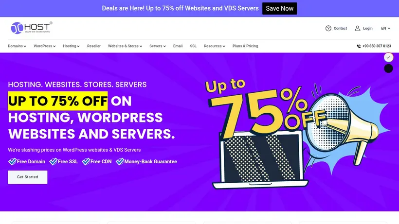 DCHost homepage screenshot