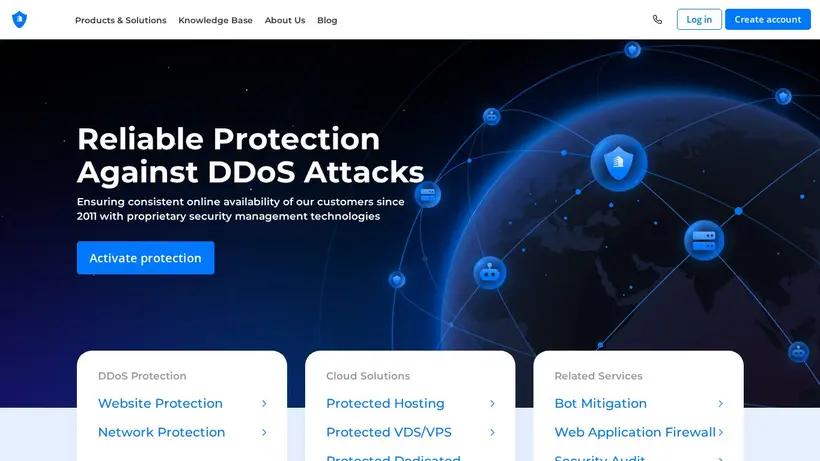 DDoS-GUARD homepage screenshot