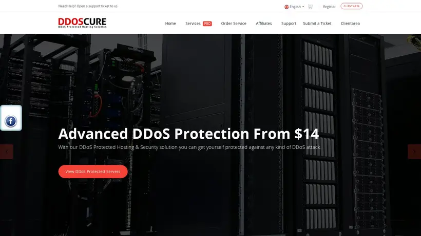 DDoSCure homepage screenshot