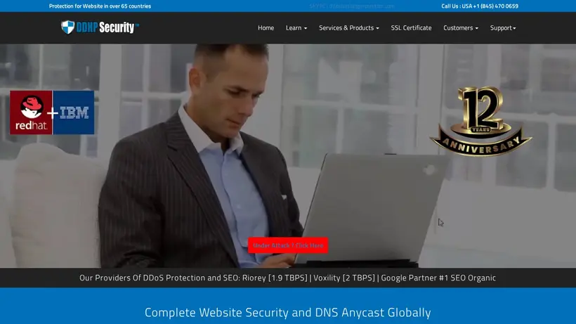 DDOS Hosting Protection homepage screenshot
