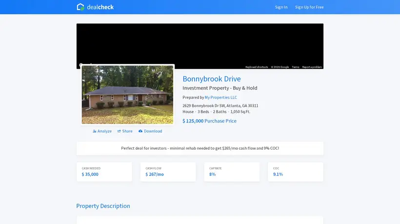 DealCheck homepage screenshot