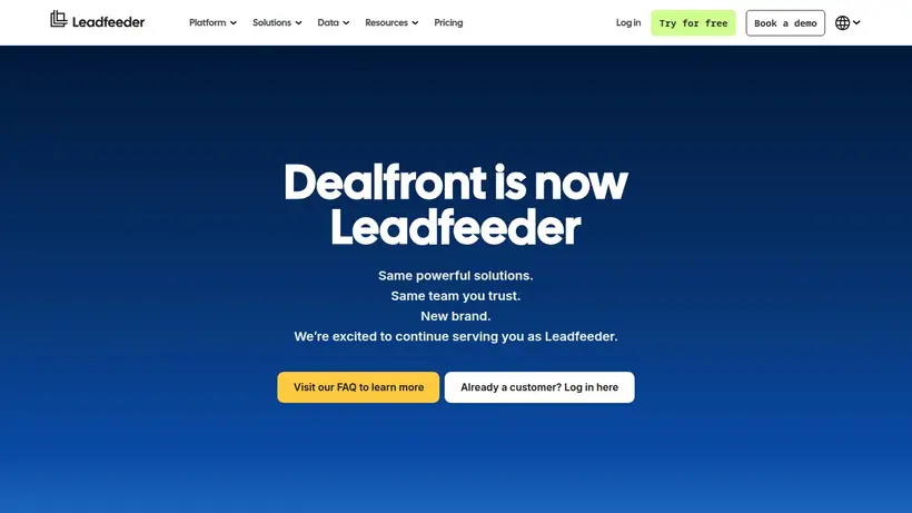 Dealfront homepage screenshot