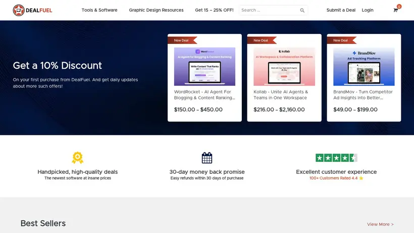 DealFuel homepage screenshot