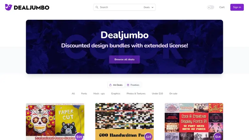 Dealjumbo homepage screenshot