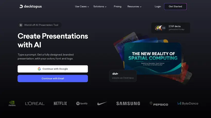 Decktopus homepage screenshot