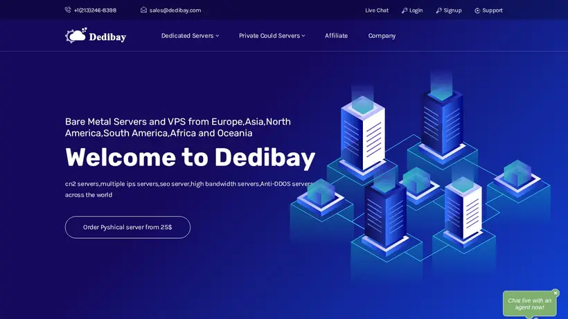 DediBay homepage screenshot