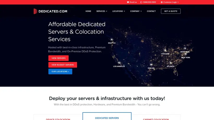 Dedicated.com homepage screenshot