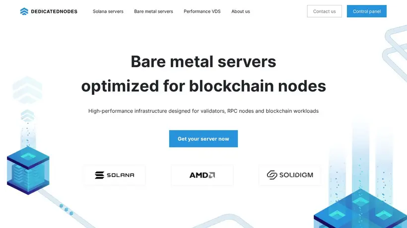 Dedicated Nodes homepage screenshot