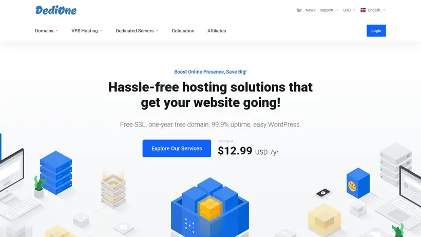 DediOne homepage screenshot