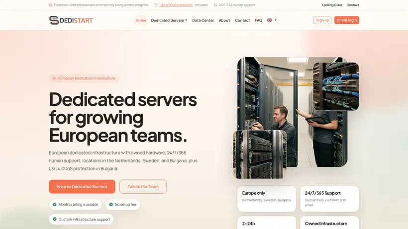 DediStart homepage screenshot