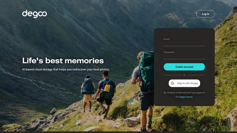Degoo homepage screenshot