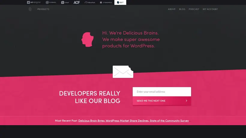 Delicious Brains homepage screenshot