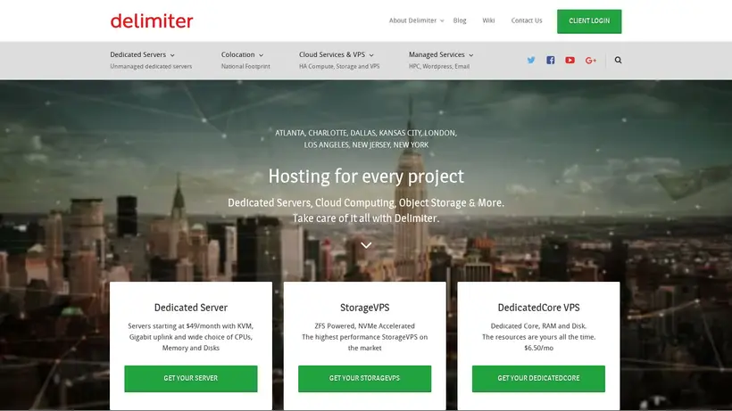 Delimiter homepage screenshot