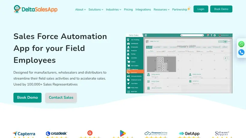 DeltaSalesApp homepage screenshot