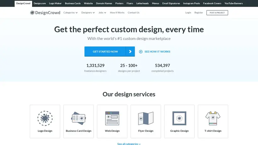 DesignCrowd homepage screenshot