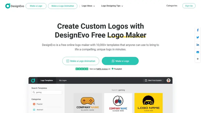 DesignEvo homepage screenshot