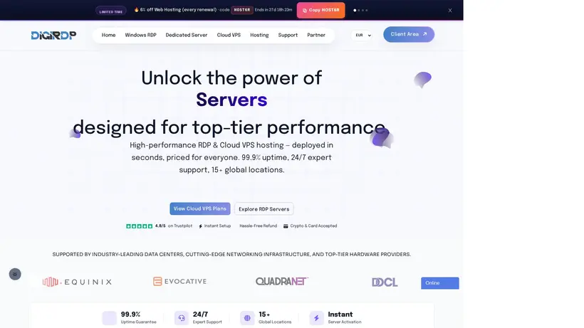 DigiRDP homepage screenshot