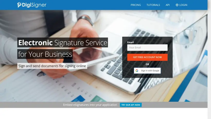 DigiSigner homepage screenshot