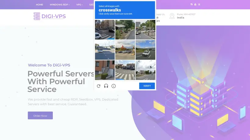 DigiVPS homepage screenshot