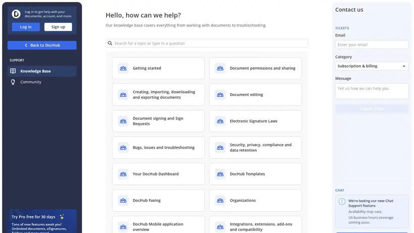 DocHub homepage screenshot