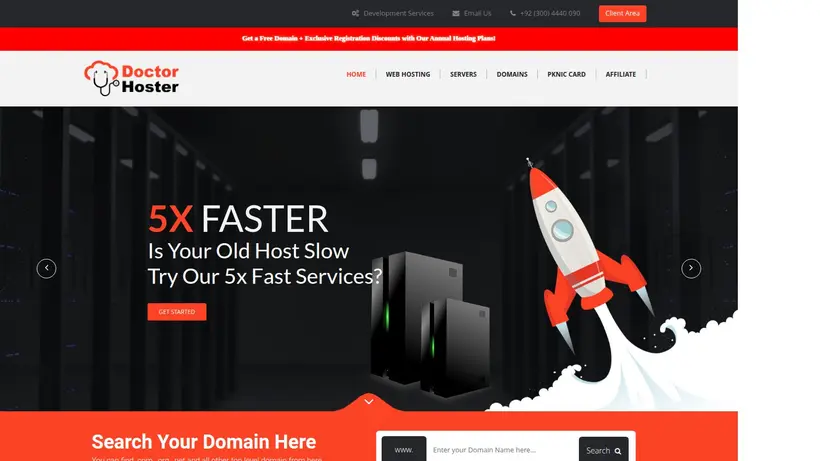 DoctorHoster homepage screenshot