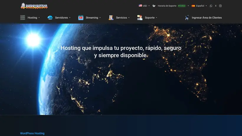 Dodo Hosting homepage screenshot