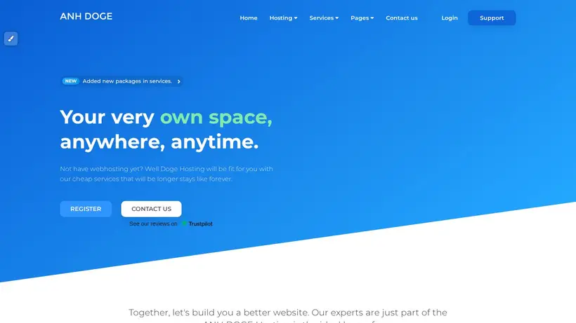 Doge Hosting homepage screenshot