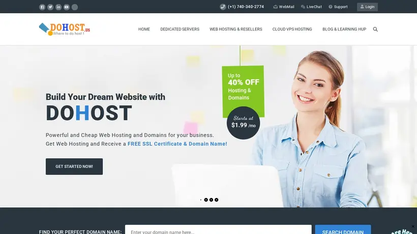 DoHost homepage screenshot