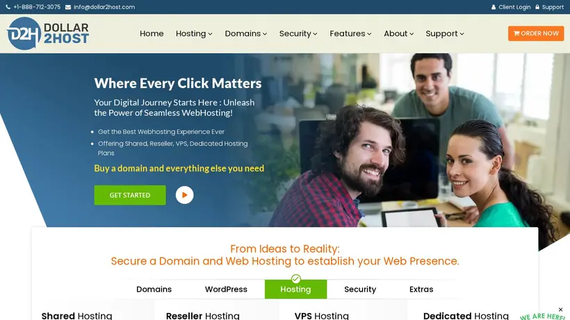 Dollar2Host homepage screenshot