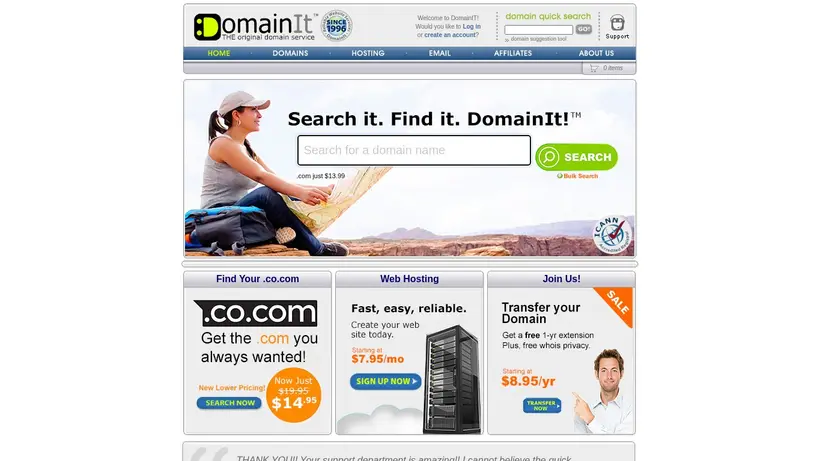 DomainIt homepage screenshot